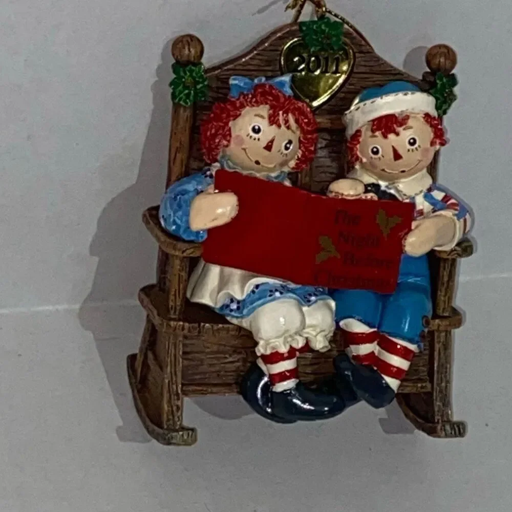 Danbury Mint 2011 Raggedy Ann & Andy in Rocking Chair‎ Christmas Ornament